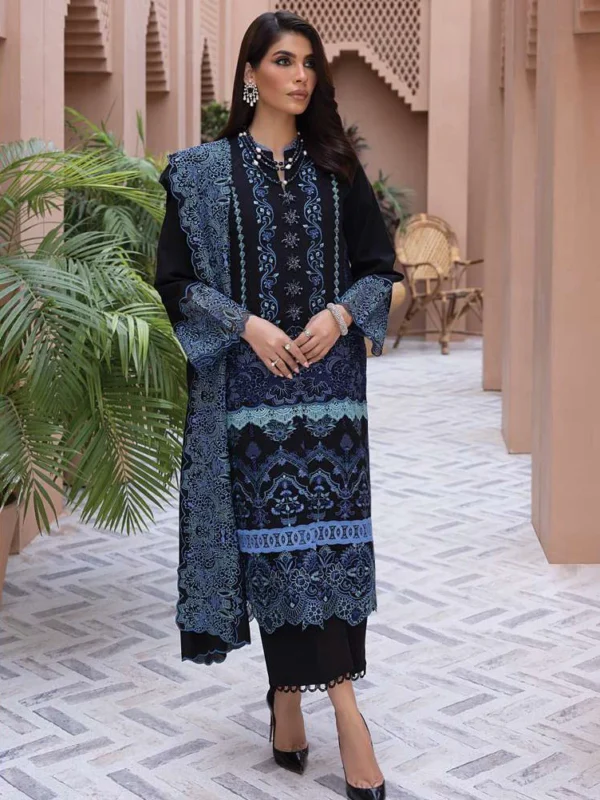 Rang Rasiya Carnation Embroidered Karandi 3Pc Suit - Image 3