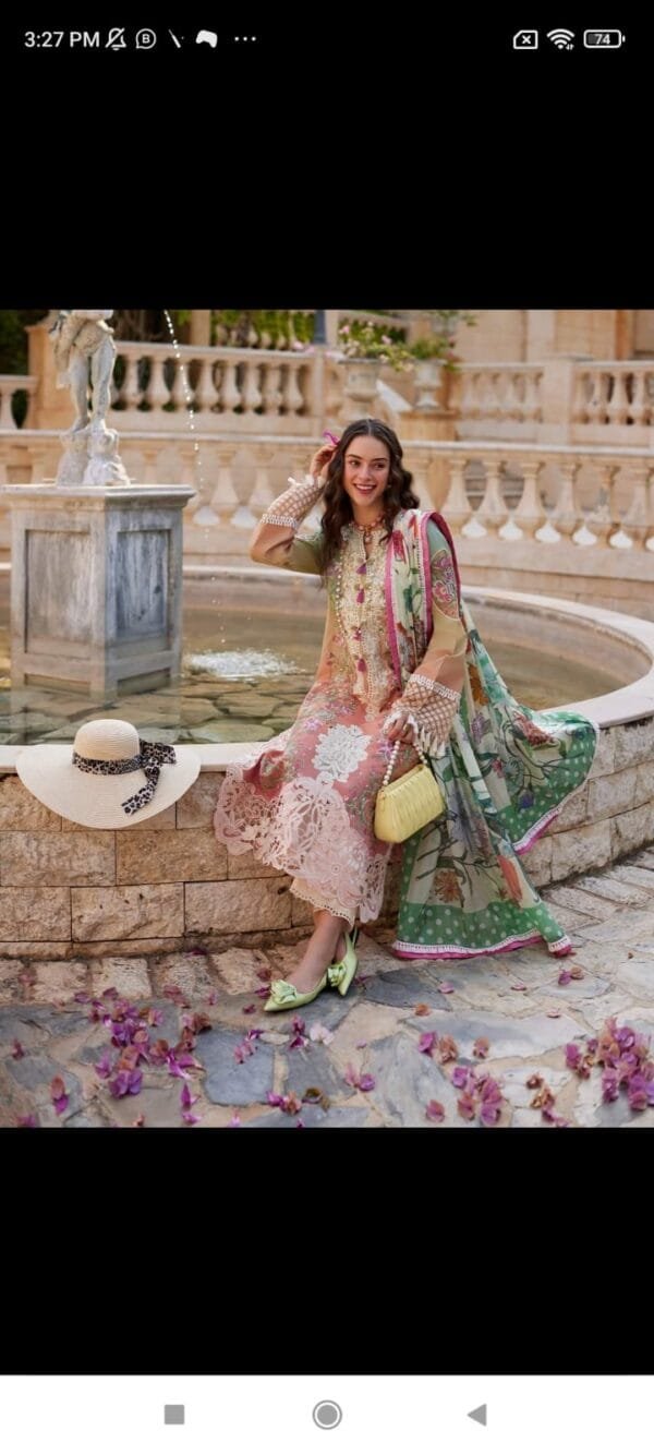 MUSHQ–3pc-lawn embroidered with silk dupatta - Image 2