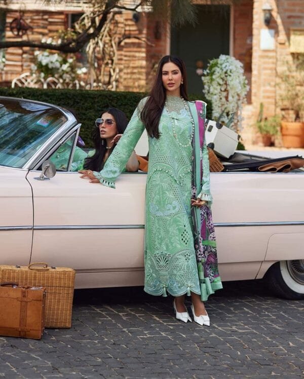 MUSHQ–3pc-lawn embroidered with silk dupatta - Image 2