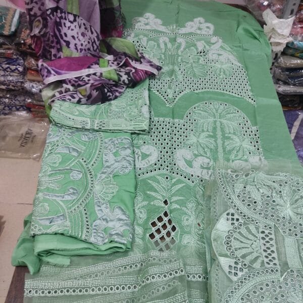 MUSHQ–3pc-lawn embroidered with silk dupatta - Image 3