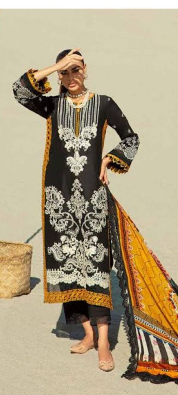 Maryam Hussain Luxury Lawn`23--MUSTARD AFFAIR - Image 3