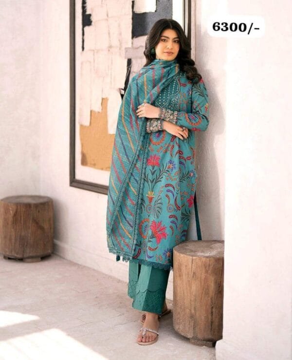 Xenia Formals--Embroidered Lawn Suit Unstitched-3 Pc - Image 2
