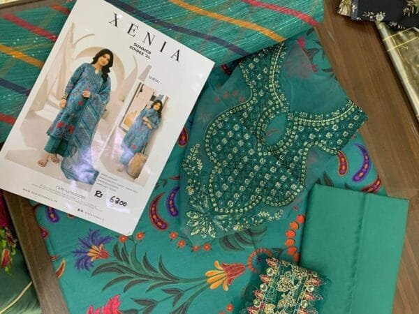 Xenia Formals--Embroidered Lawn Suit Unstitched-3 Pc - Image 3