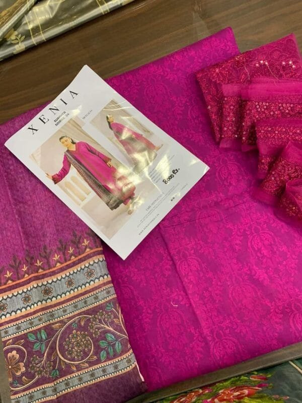 Xenia Formals--Embroidered Lawn Suit Unstitched-3 Pc - Image 3