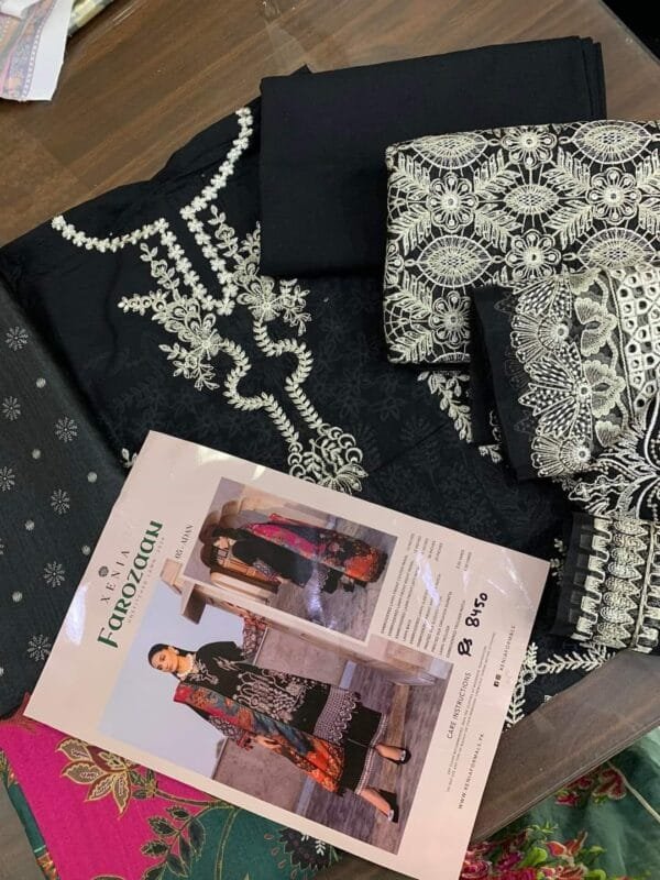 Xenia Formals–Embroidered Lawn Suit Unstitched-3 Pc - Image 3