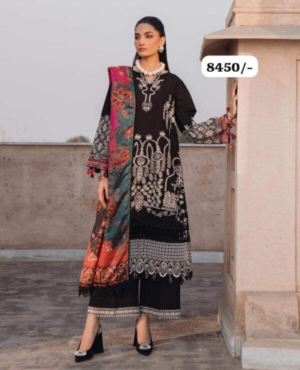 Xenia Formals–Embroidered Lawn Suit Unstitched-3 Pc - Image 2
