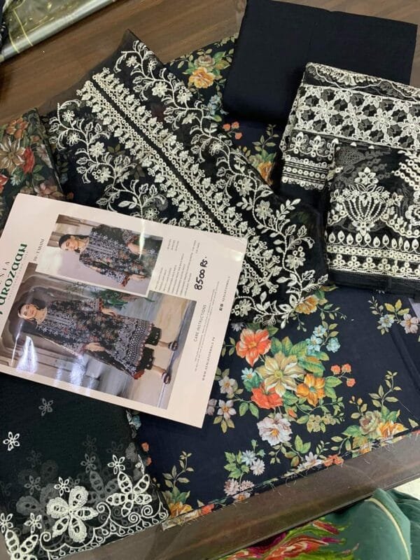 Xenia Formals–Embroidered Lawn Suit Unstitched-3 Pc - Image 3