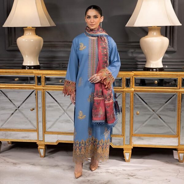 Winter Collection - Rang Rasiya - Carnation Khaddar Shawl - Malaha - D#05 - Image 3
