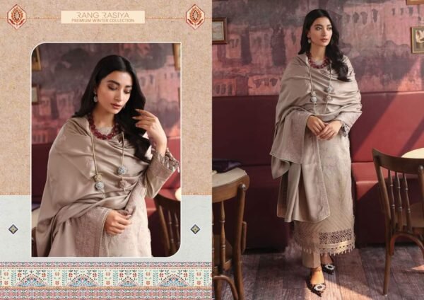 Rang Rasiya--Premium Winter Unstitched Khaddar--3Pc Suit D-10 DAISY - Image 2